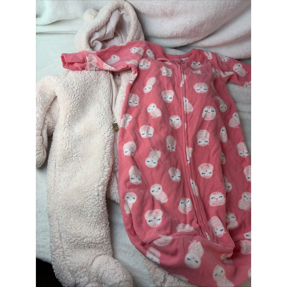 Carter's Baby Girl Cozy Winter Fleece Bundle Sleep Sack 0-9M & Sherpa Pram 6M